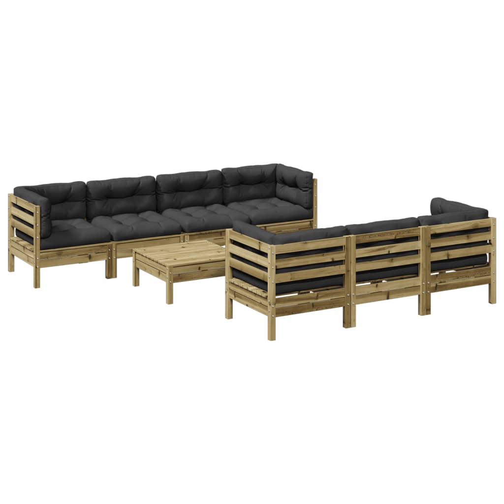 8 Piece Garden Sofa Set with Cushions Impregnated Wood Pine
