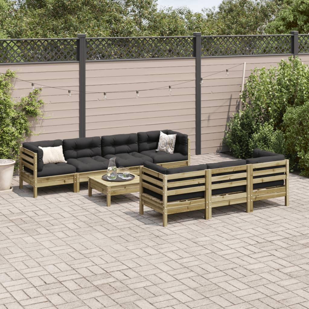 8 Piece Garden Sofa Set with Cushions Impregnated Wood Pine