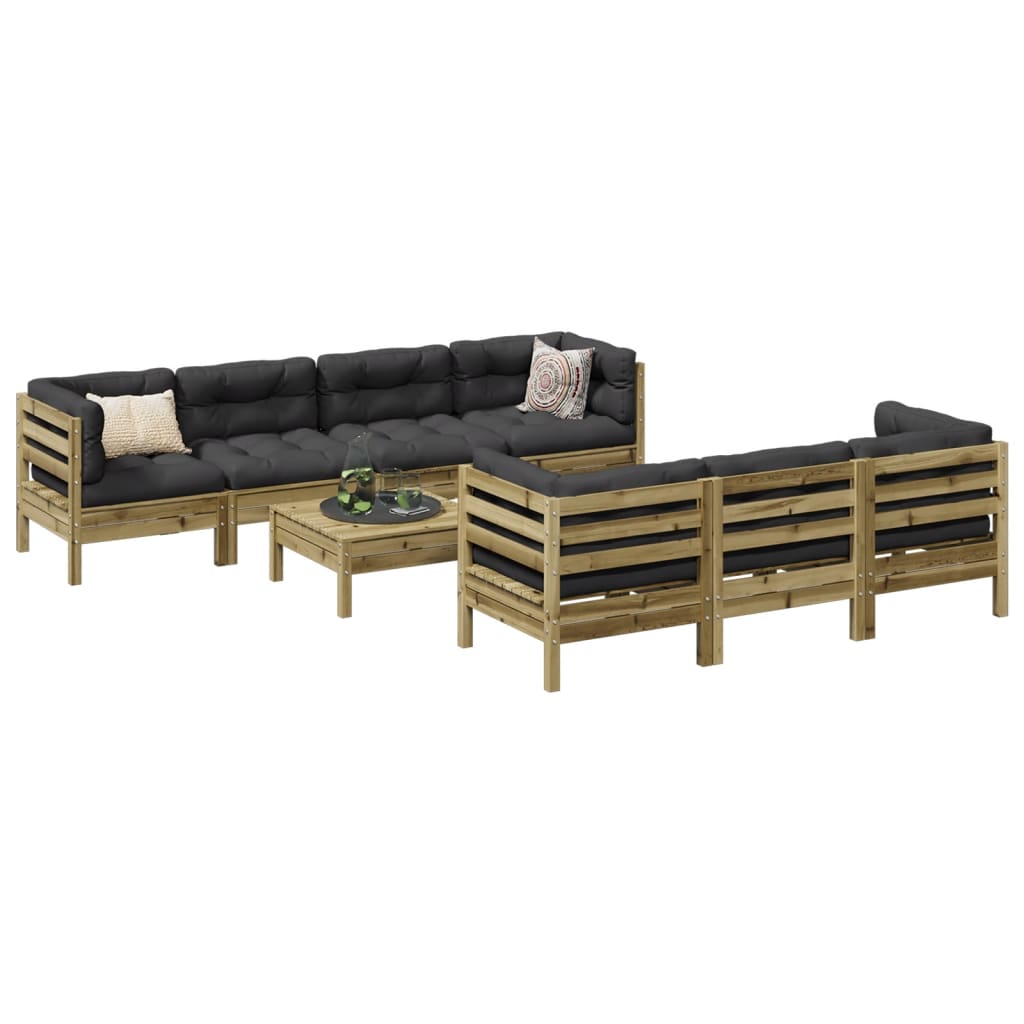 8 Piece Garden Sofa Set with Cushions Impregnated Wood Pine