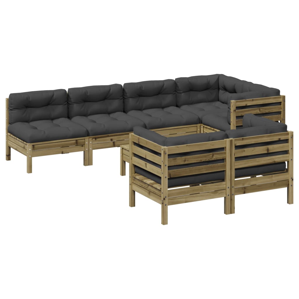 8 Piece Garden Sofa Set with Cushions Impregnated Wood Pine