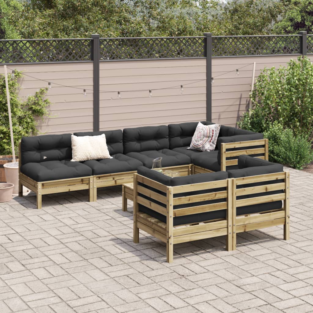 8 Piece Garden Sofa Set with Cushions Impregnated Wood Pine