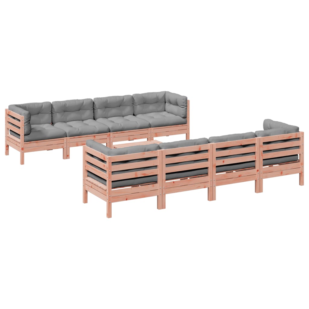 9 Piece Garden Sofa Set with Cushions Solid Wood Douglas Fir