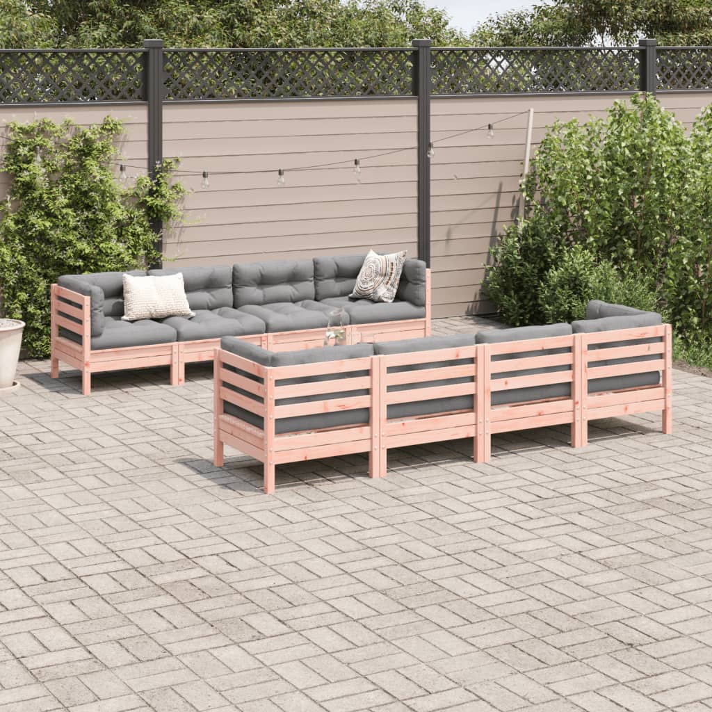 9 Piece Garden Sofa Set with Cushions Solid Wood Douglas Fir