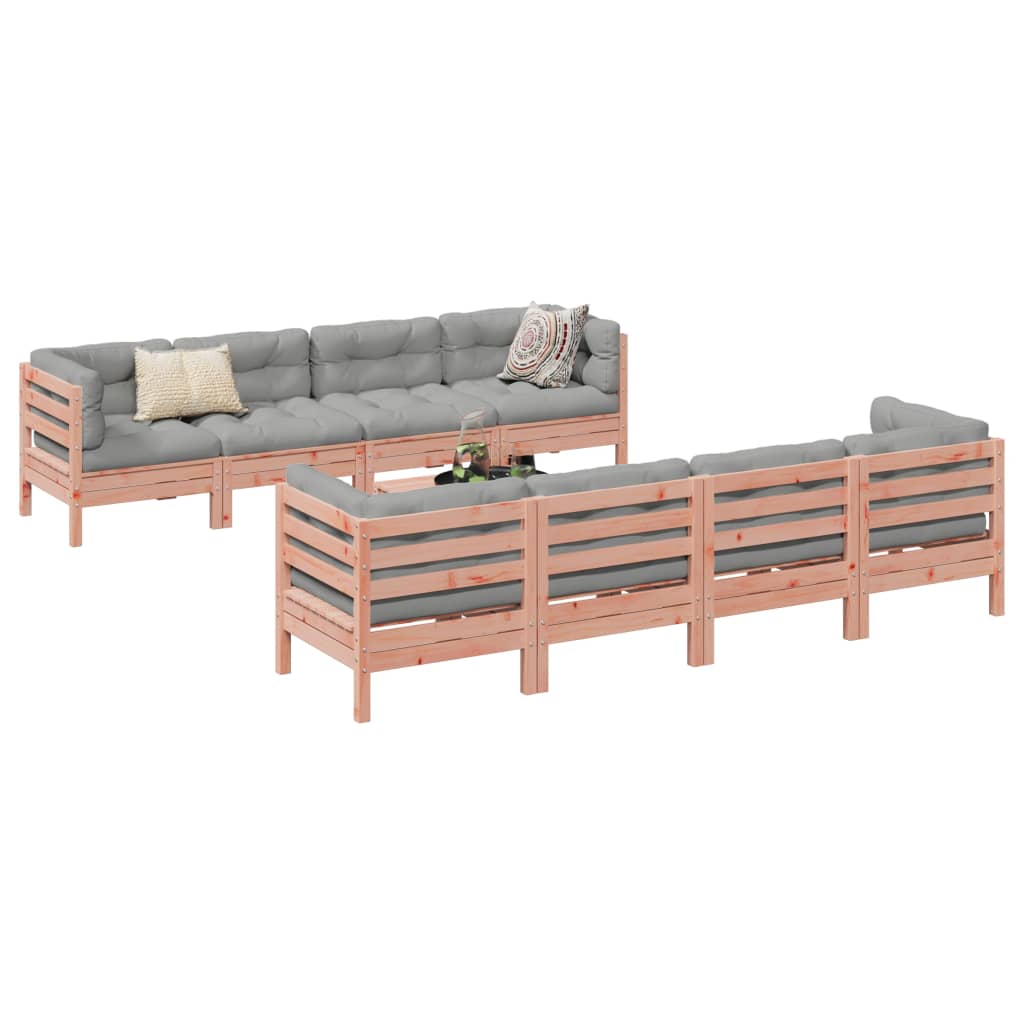 9 Piece Garden Sofa Set with Cushions Solid Wood Douglas Fir