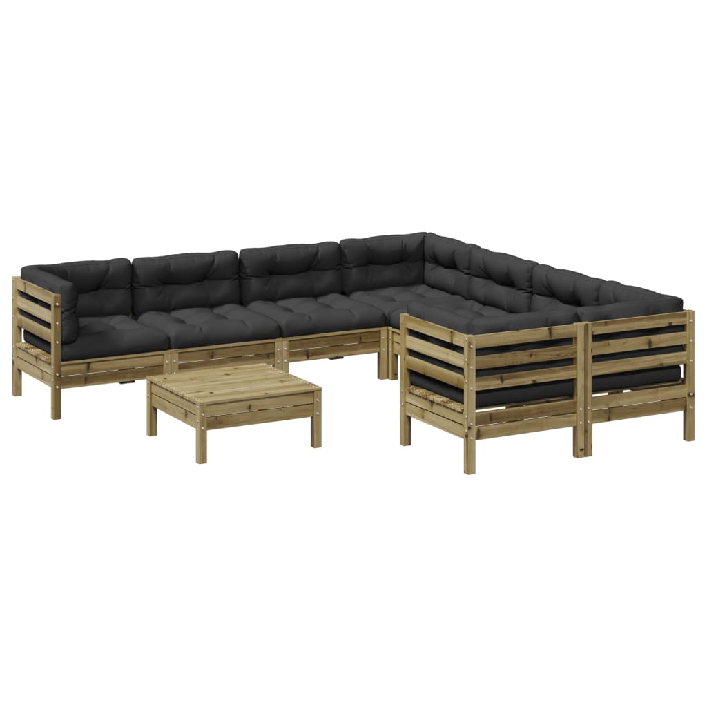 9 Piece Garden Sofa Set with Cushions Impregnated Wood Pine