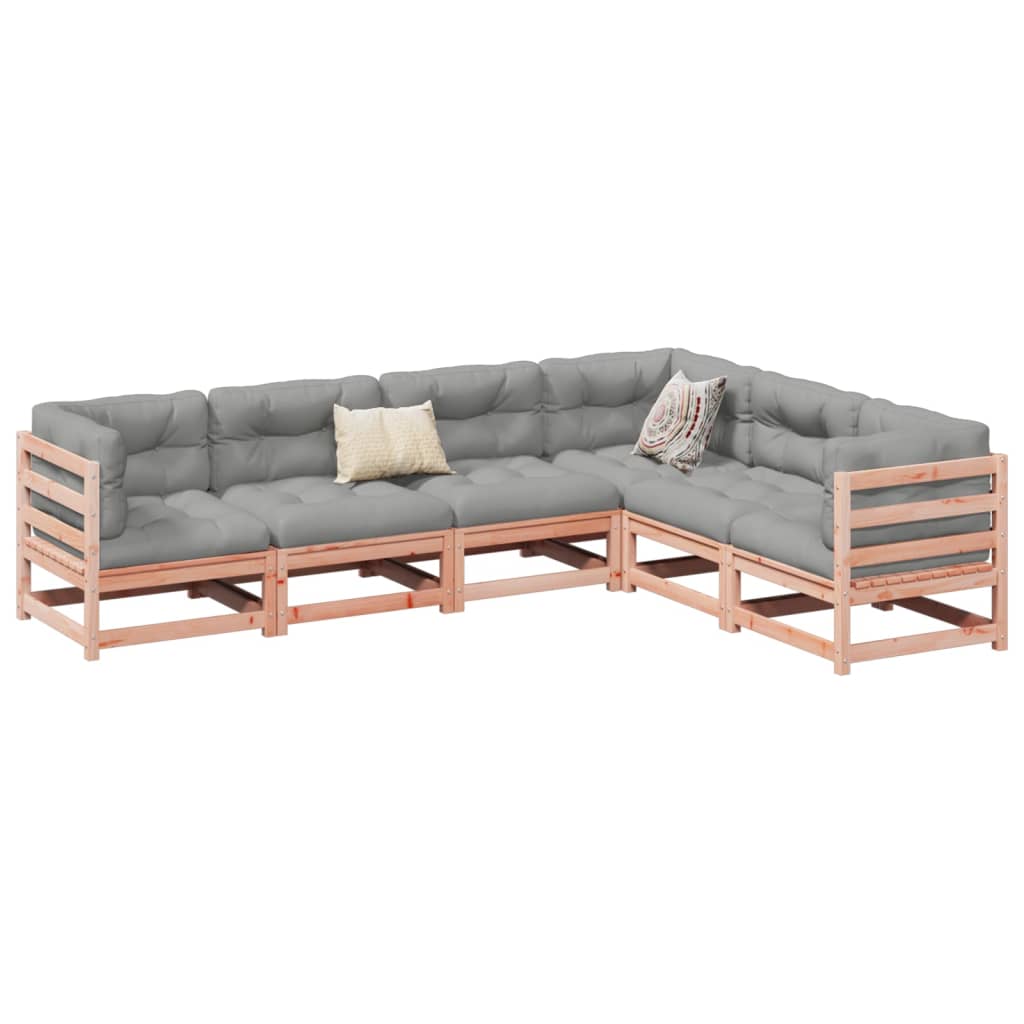 6 Piece Garden Sofa Set with Cushions Solid Wood Douglas Fir