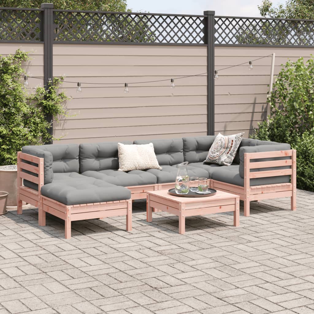 7 Piece Garden Sofa Set with Cushions Solid Wood Douglas Fir