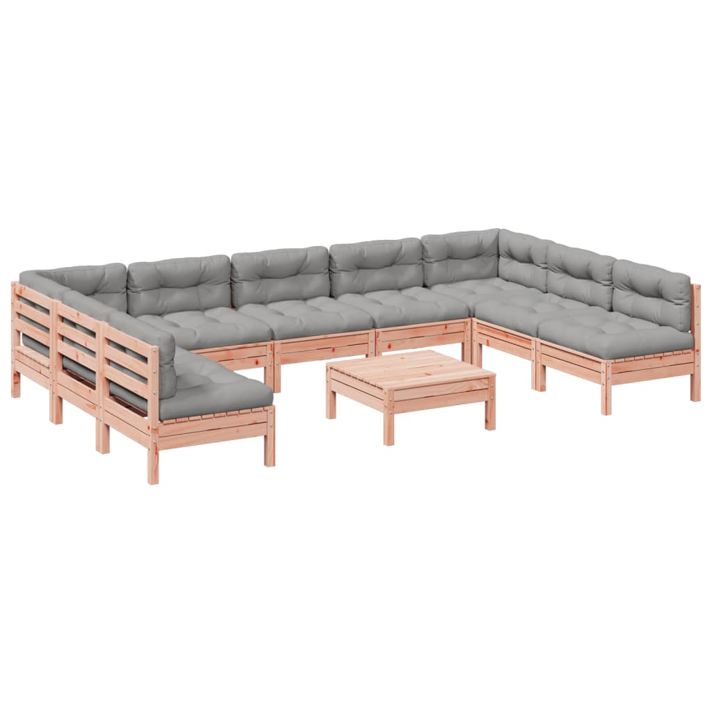 10 Piece Garden Sofa Set with Cushions Solid Wood Douglas Fir
