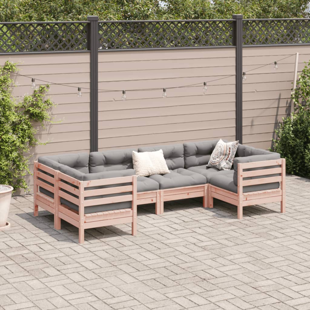 6 Piece Garden Sofa Set with Cushions Solid Wood Douglas Fir