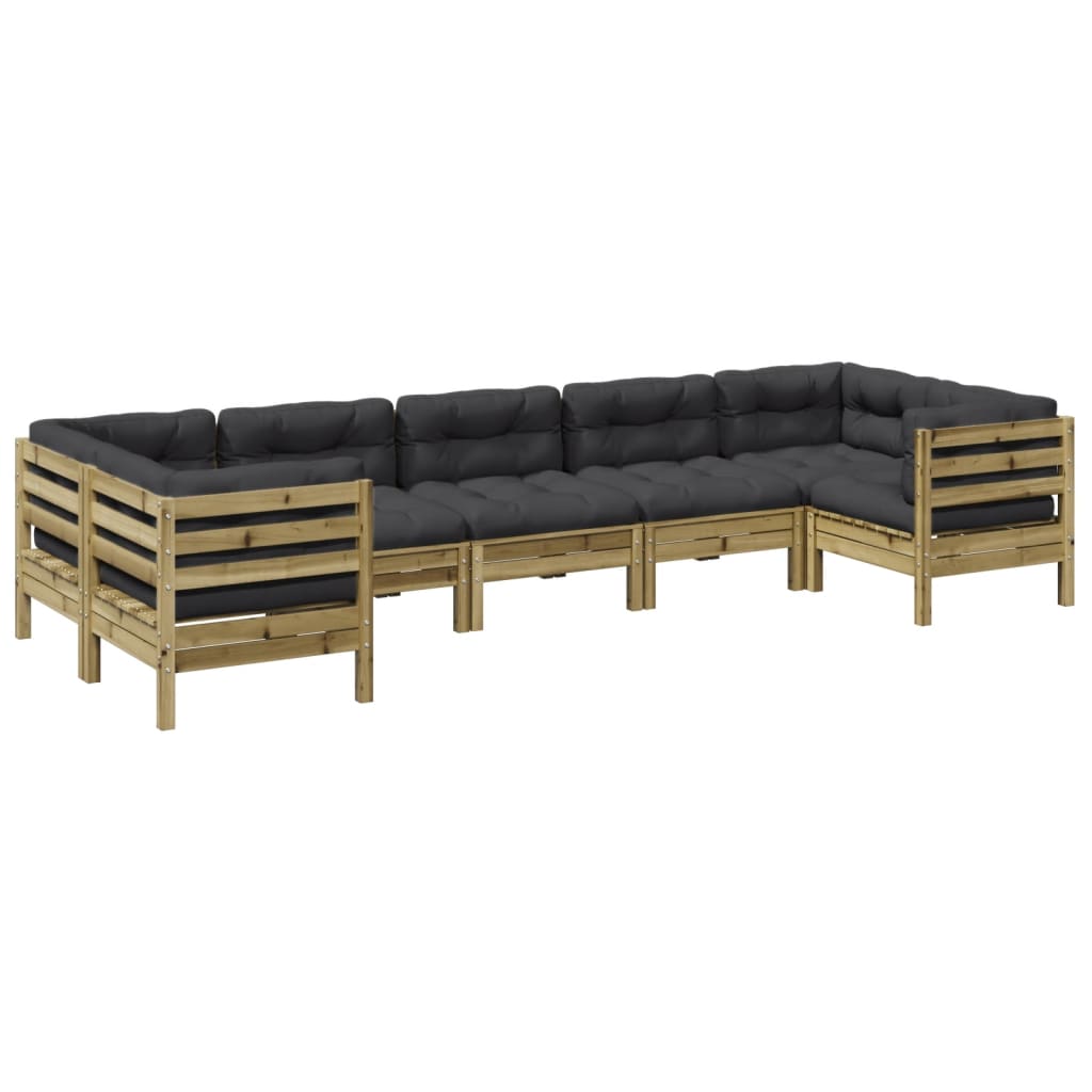 7 Piece Garden Sofa Set with Cushions Impregnated Wood Pine