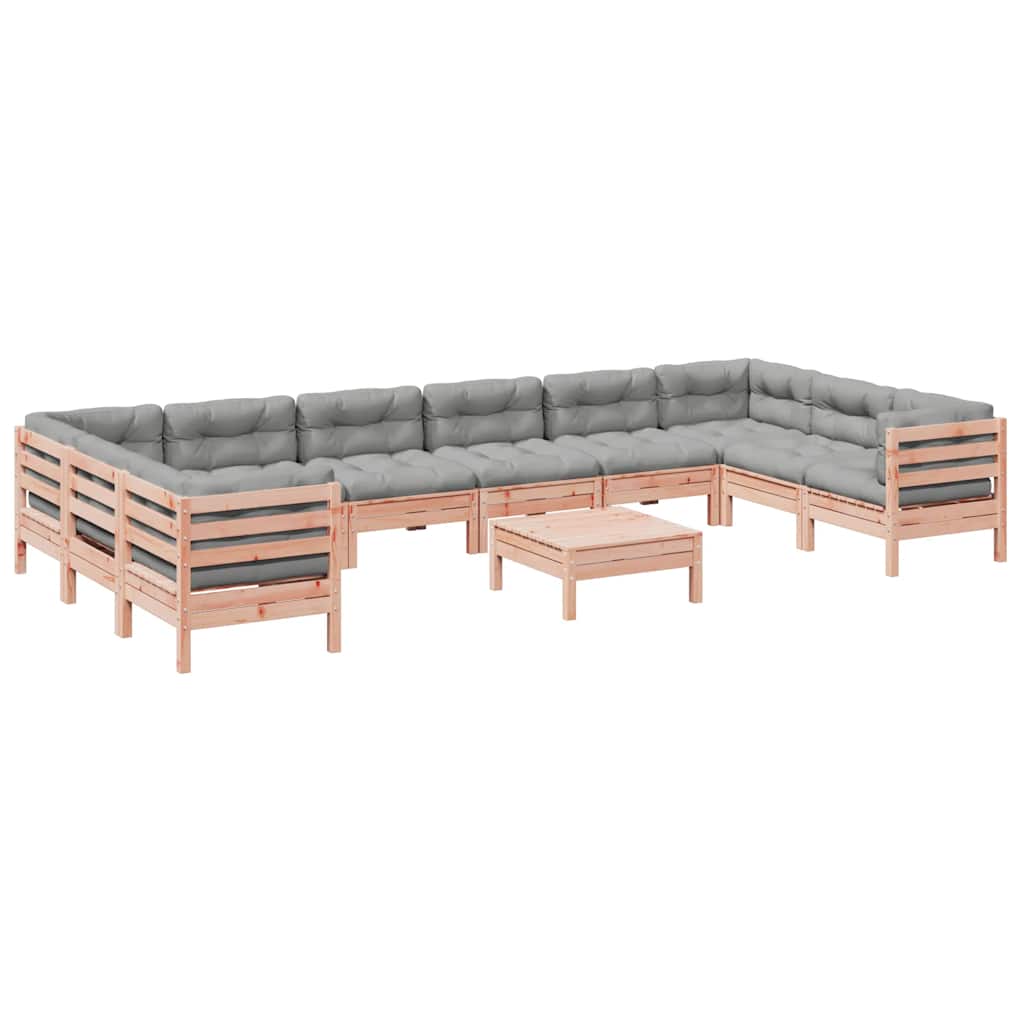 11 Piece Garden Sofa Set with Cushions Solid Wood Douglas Fir