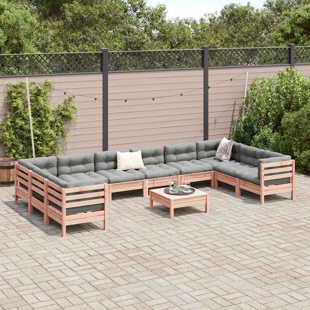 11 Piece Garden Sofa Set with Cushions Solid Wood Douglas Fir
