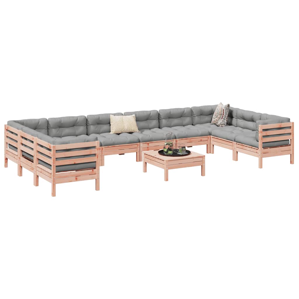 11 Piece Garden Sofa Set with Cushions Solid Wood Douglas Fir