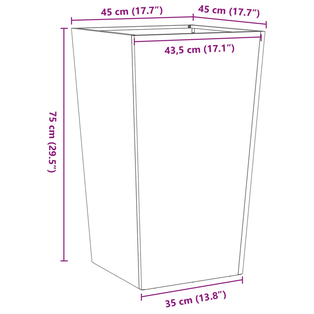 Garden Planter 45x45x75 cm Weathering Steel