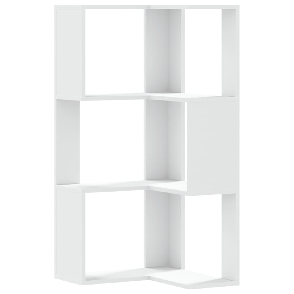 Corner Bookcase 3-Tier White 50x50x102 cm Engineered Wood