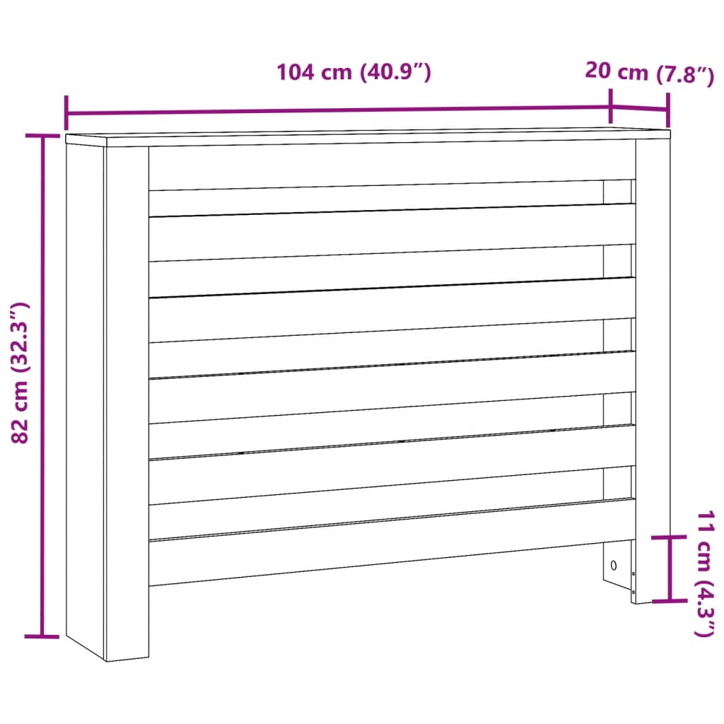 Radiator Cover White 104x20x82 cm Engineered Wood