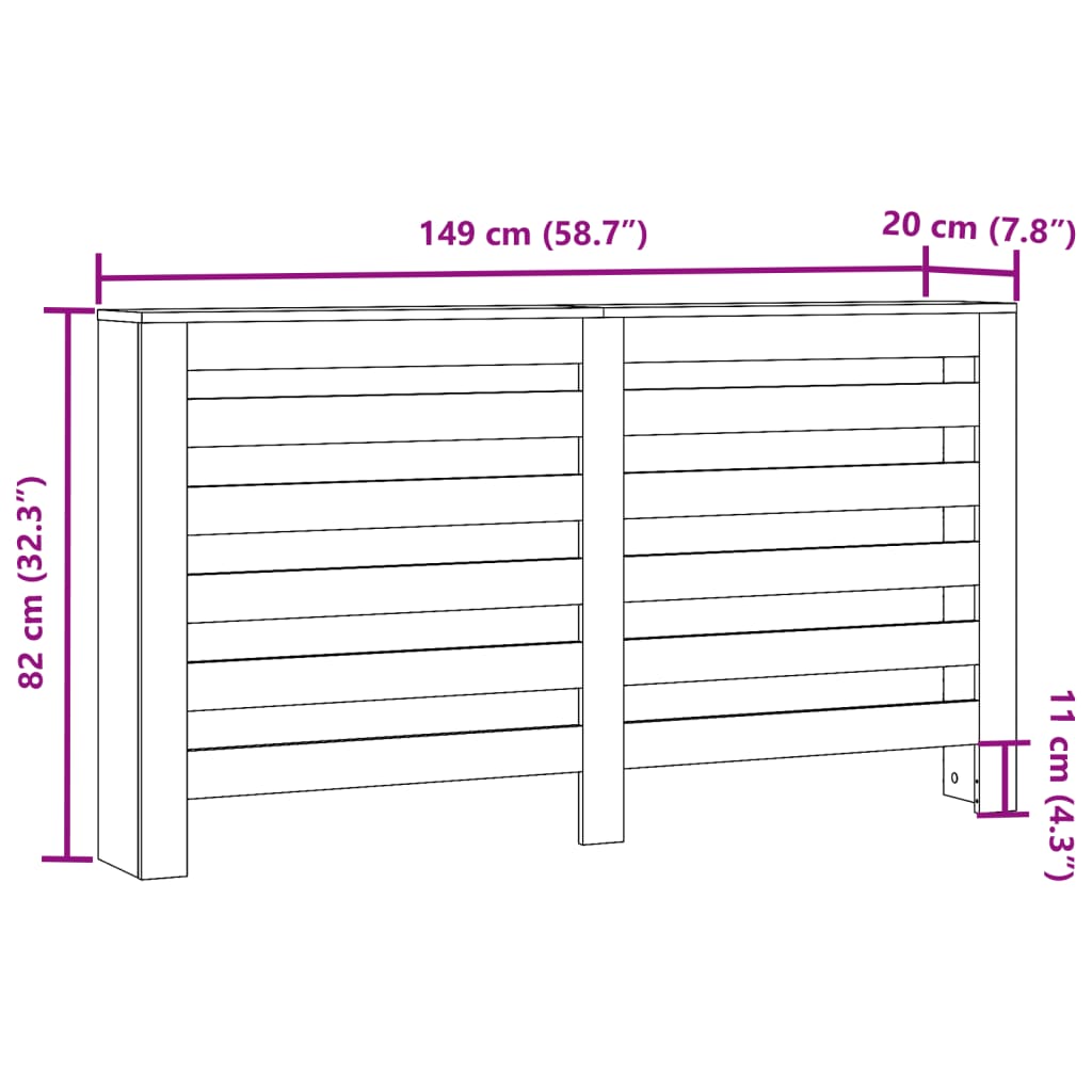 Radiator Cover White 149x20x82 cm Engineered Wood