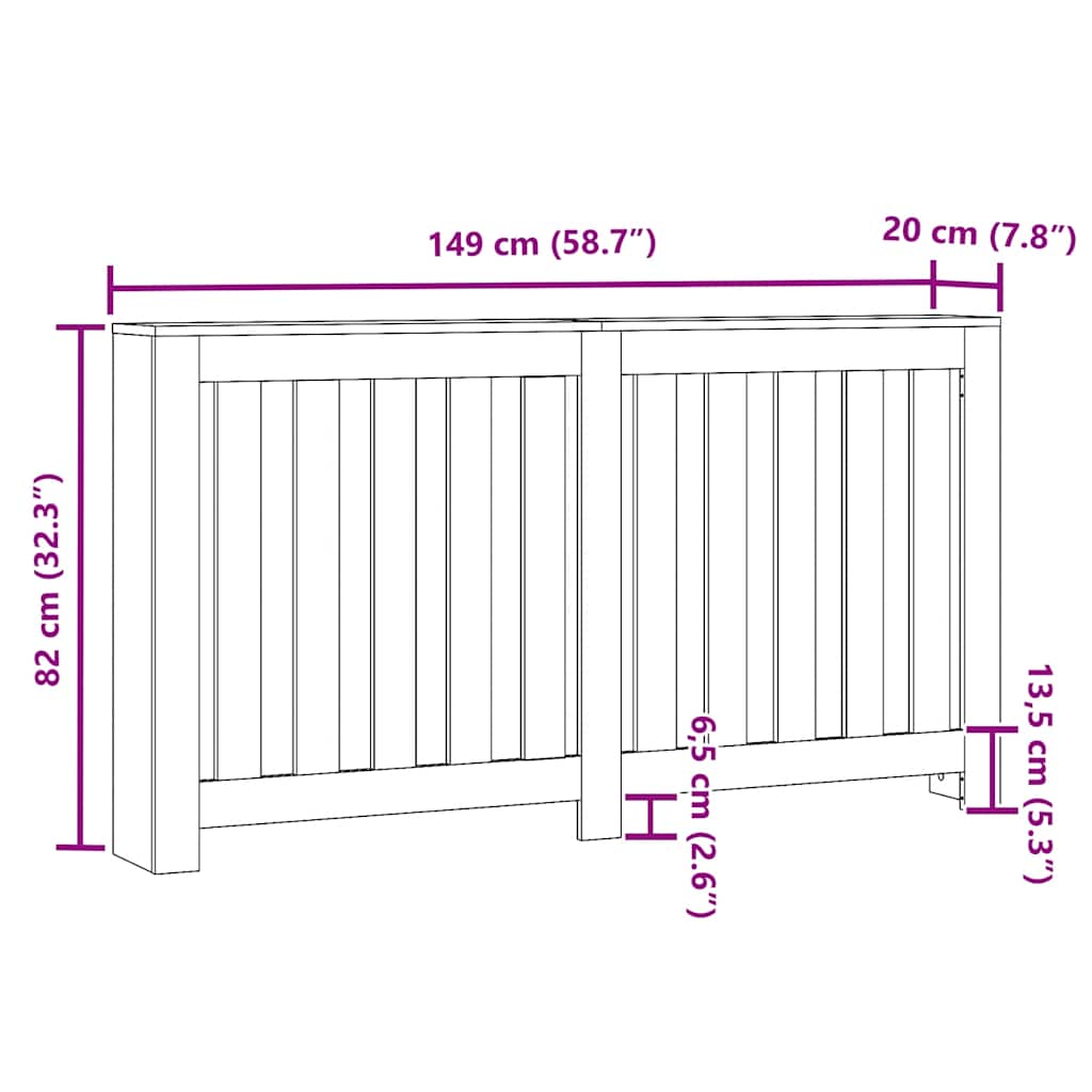 Radiator Cover White 149x20x82 cm Engineered Wood