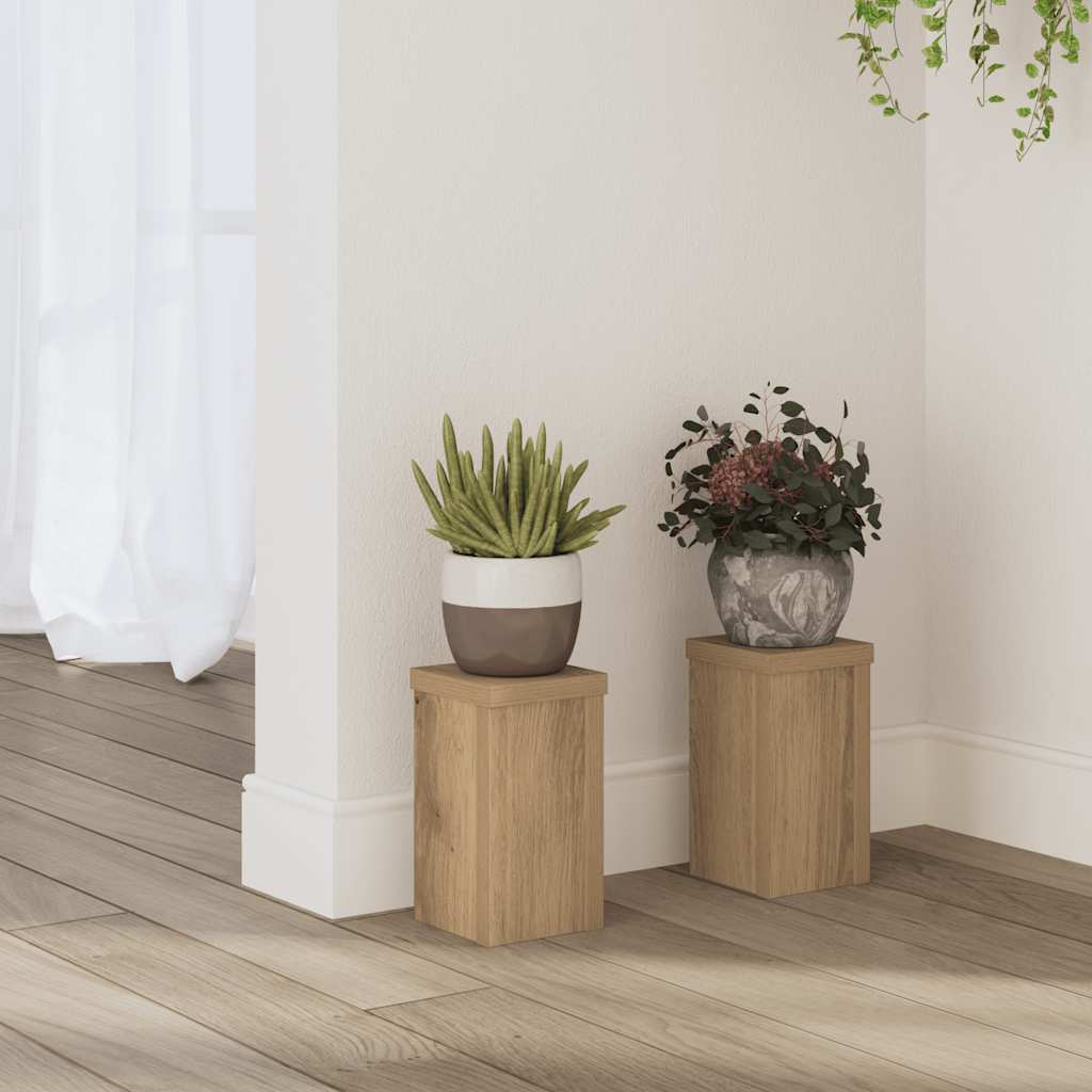 Plant Stands 2 pcs Artisan Oak 10x10x18 cm Engineered Wood