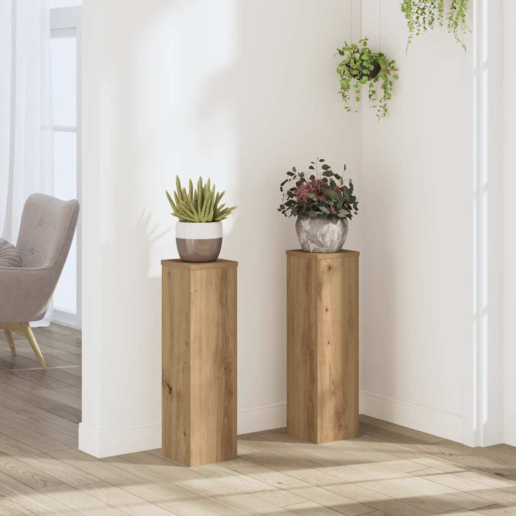 Plant Stands 2 pcs Artisan Oak 17x17x60 cm Engineered Wood