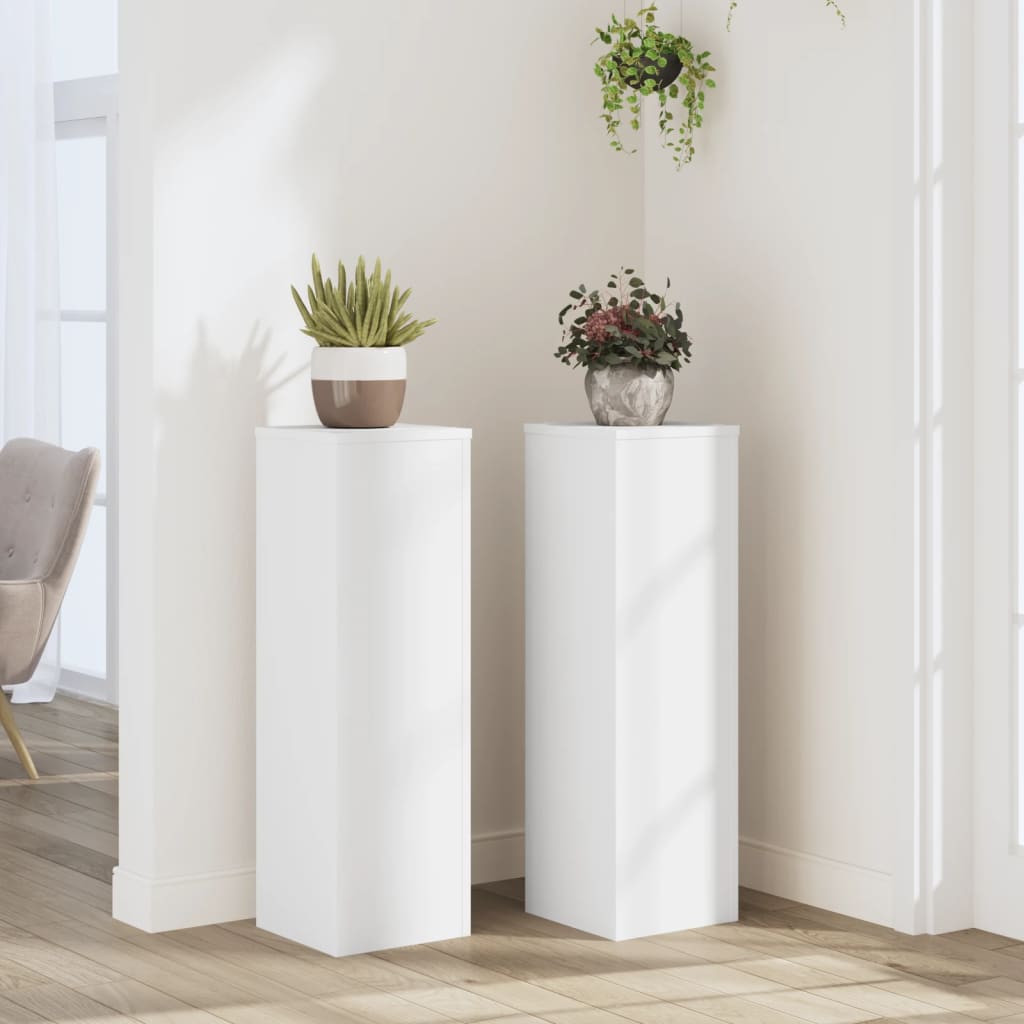 Plant Stands 2 pcs White 25x25x80 cm Engineered Wood