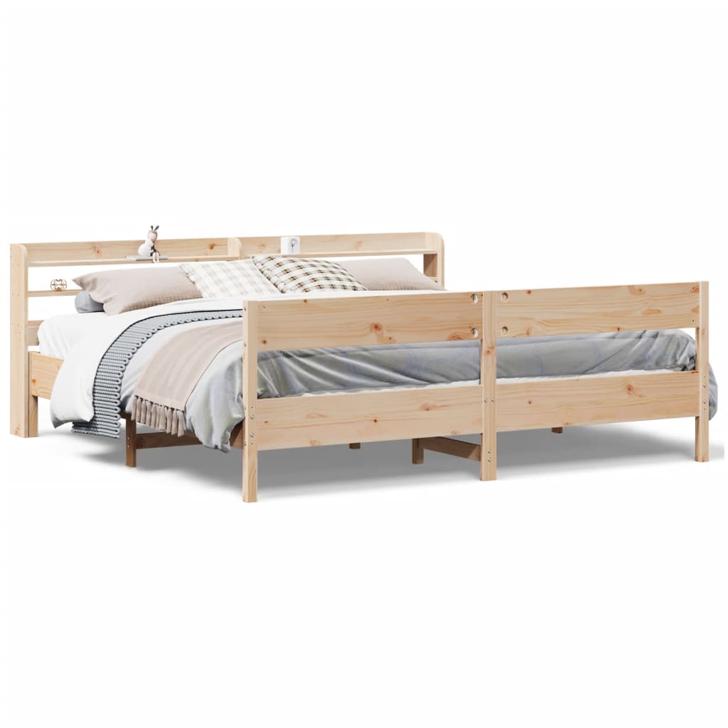 Bed Frame without Mattress 180x200 cm Solid Wood Pine