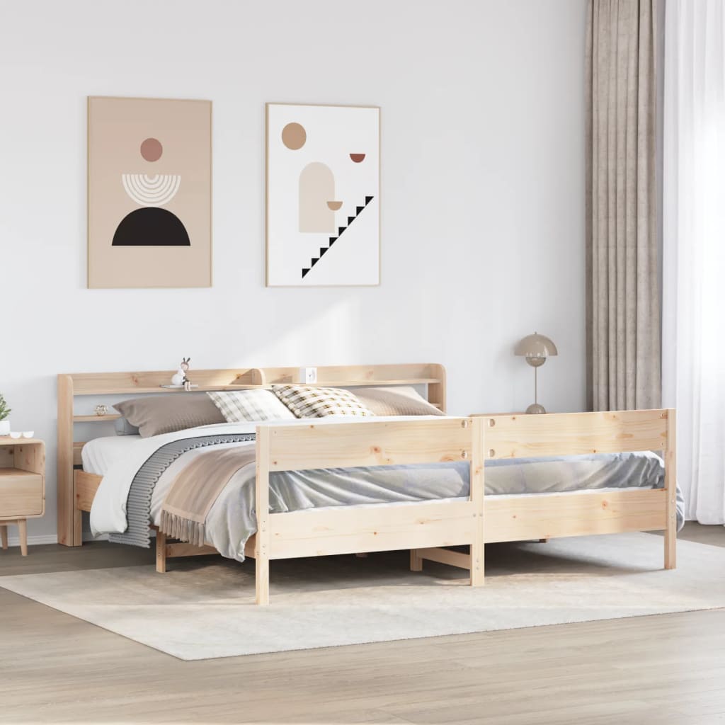Bed Frame without Mattress 180x200 cm Solid Wood Pine