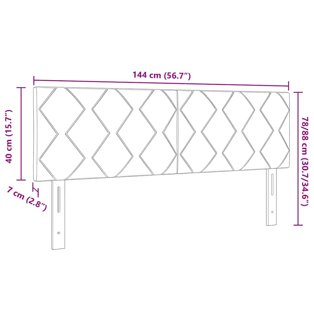 LED Headboard Black 144 cm Faux Leather