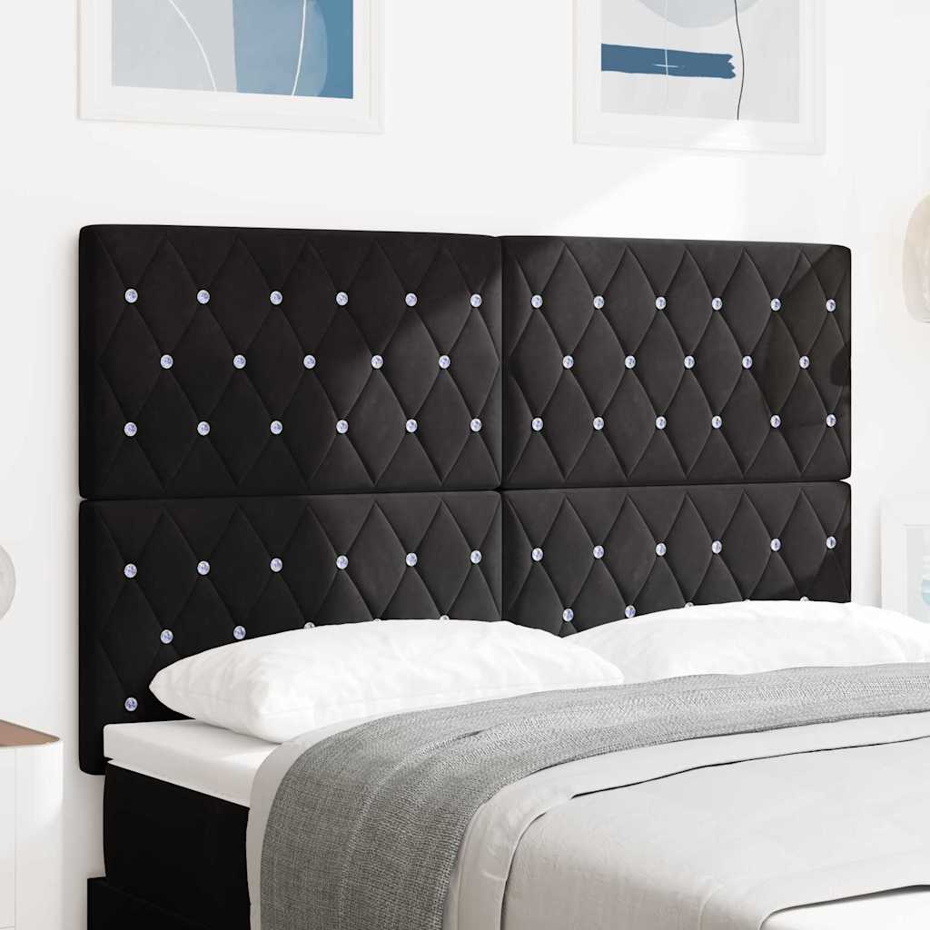 LED Headboard with LED Strip Lights Manual Black 144 cm Velvet