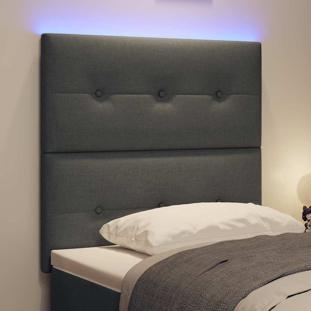 LED Headboard with LED Strip Lights Dark Grey 80 cm Polyester
