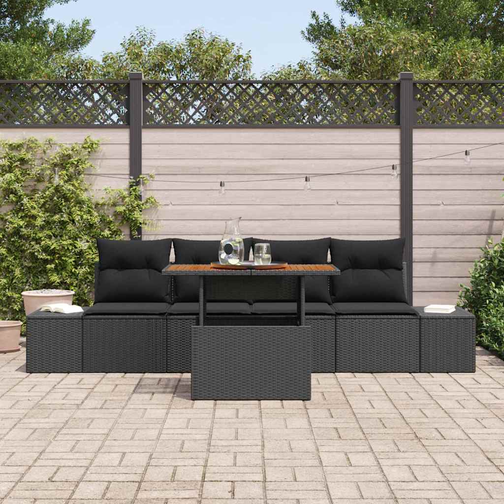 Garden Dining Set with Cushion Manual 5 pcs Black and Brown