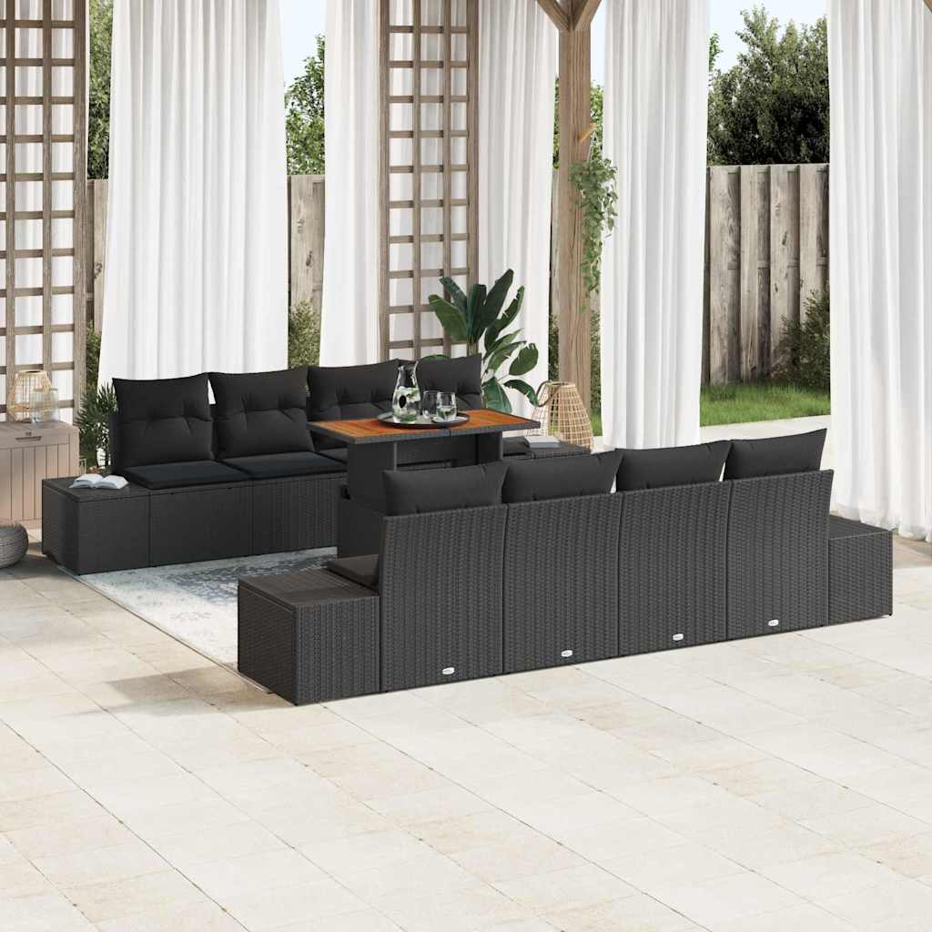 Garden Sofa Set 9 pcs Black and Brown
