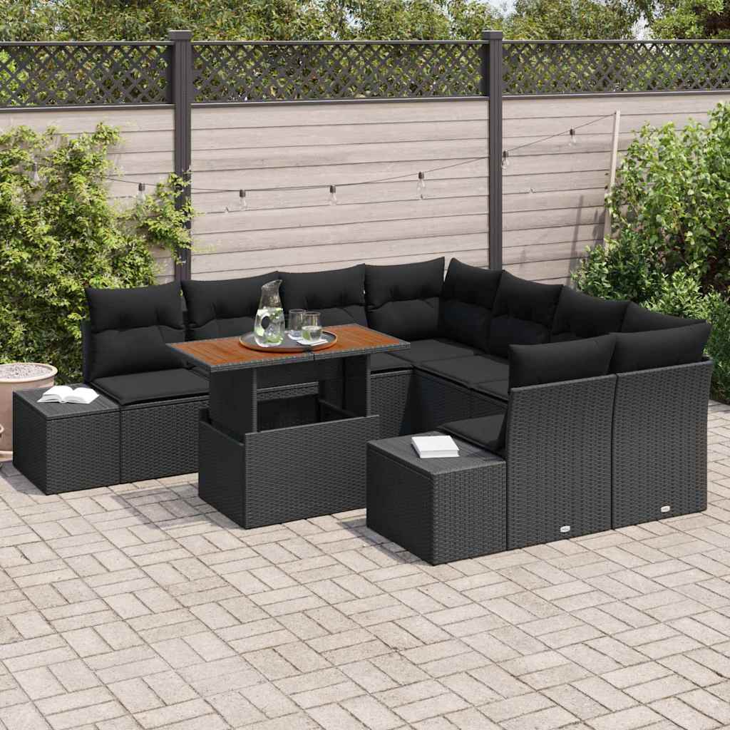 Garden Sofa Set 9 pcs Black and Brown