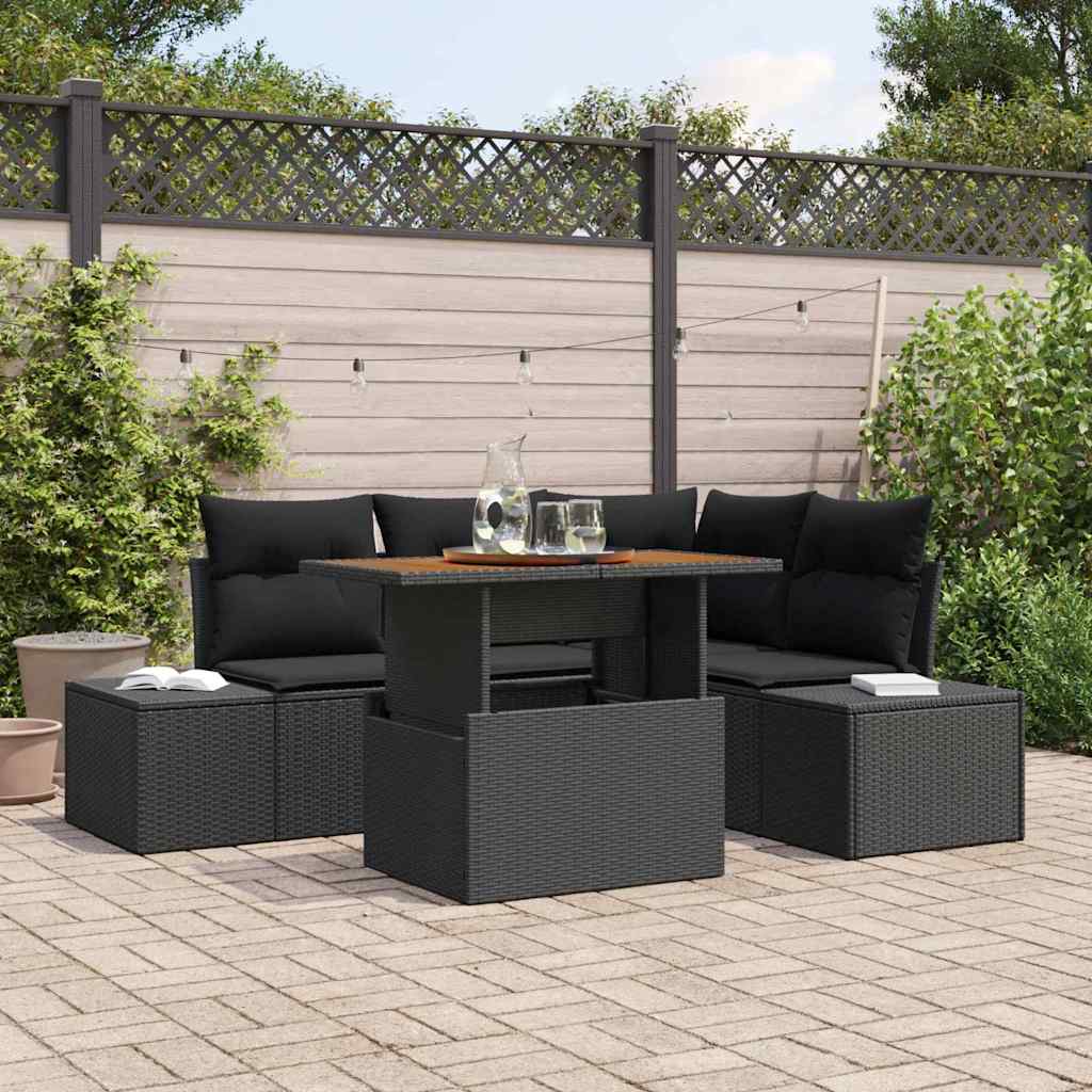 Garden Sofa Set 5 pcs Black and Brown