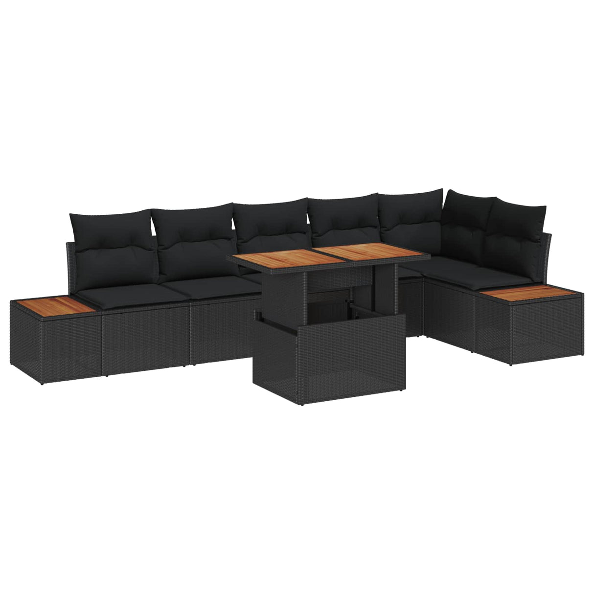 Garden Dining Set with Cushion 7 pcs Black and Brown