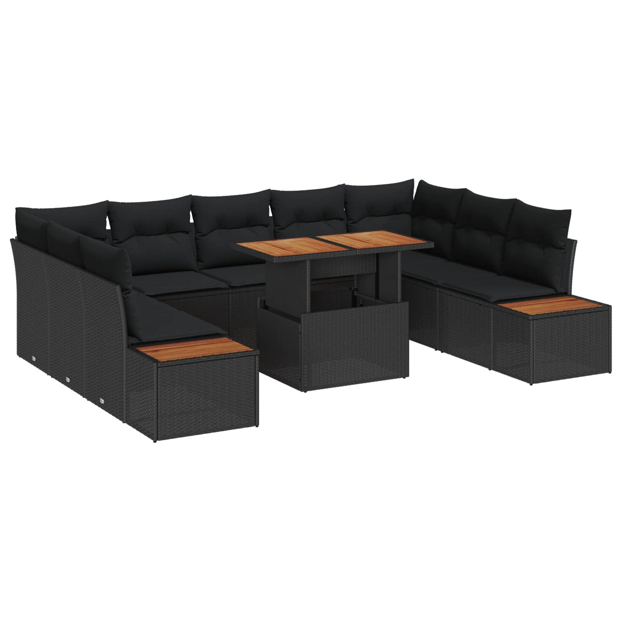 Garden Sofa Set 10 pcs Black and Brown