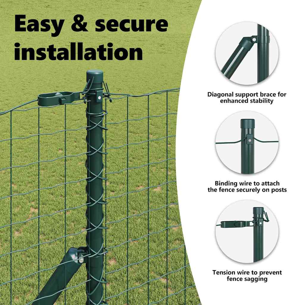 Embedded Fence Post 52 pcs Green Powder-Coated Steel