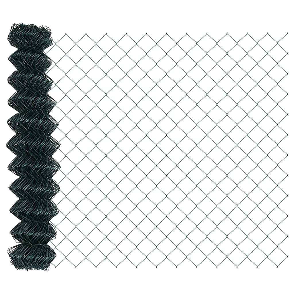 Chainlink Fence Ground Fix 1 x 25 m PVC-Coated Steel Green Mesh