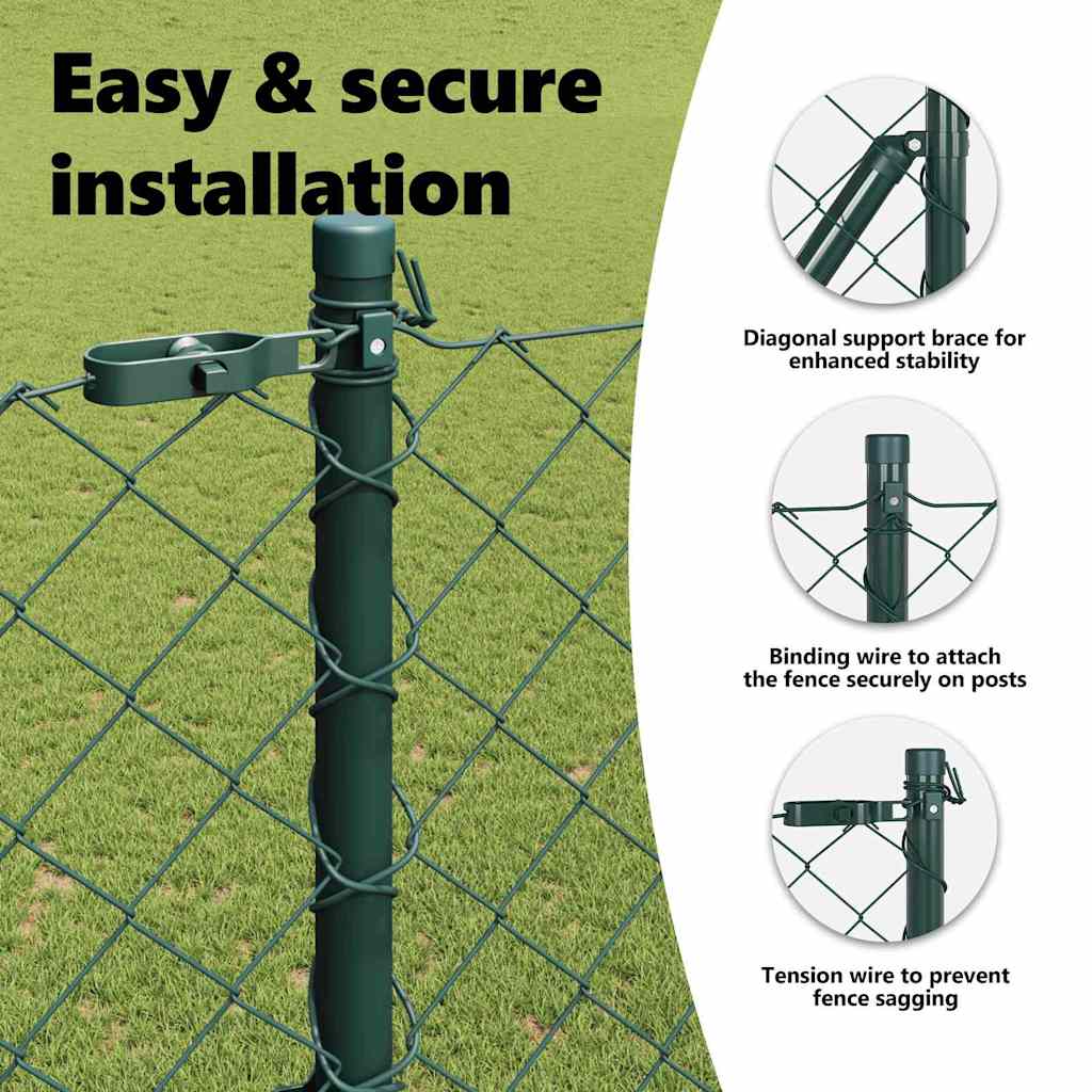 Chainlink Fence Ground Fix 1,5 x 25 m PVC-Coated Steel Green