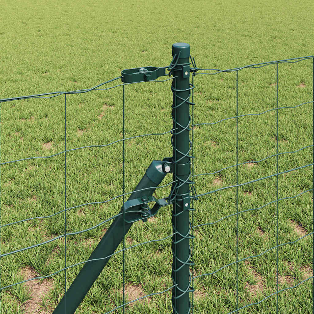 Fence with Posts Green 0.8 x 25 m Steel
