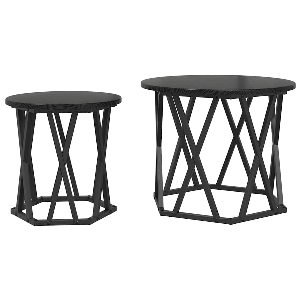Side Table 2 pcs Black oak 50 x 50 x 40 cm