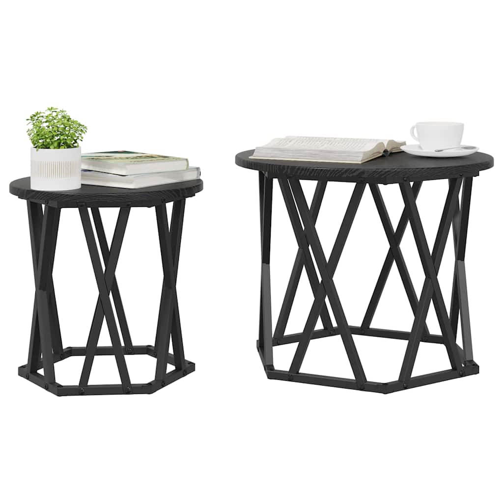 Side Table 2 pcs Black oak 50 x 50 x 40 cm