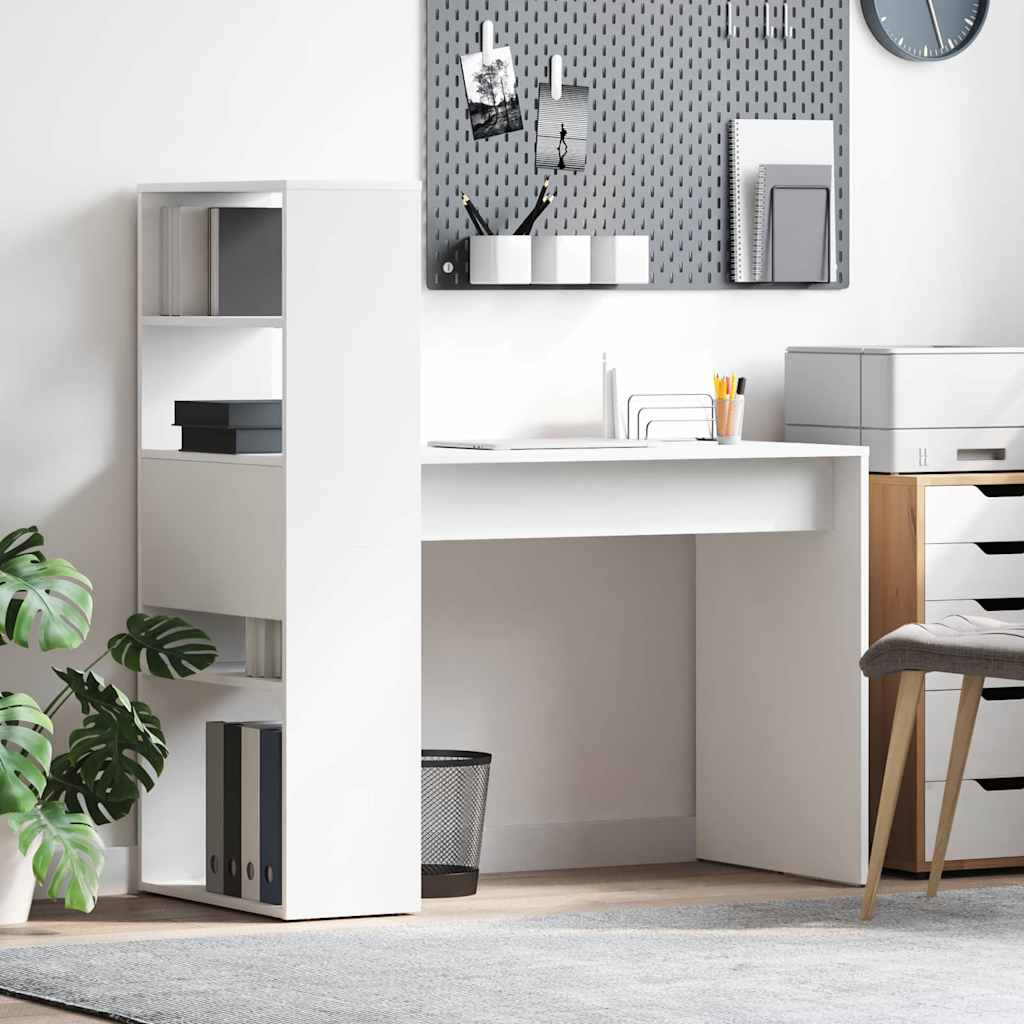 Desk White Engineered Wood 113 x 54 x 120 cm