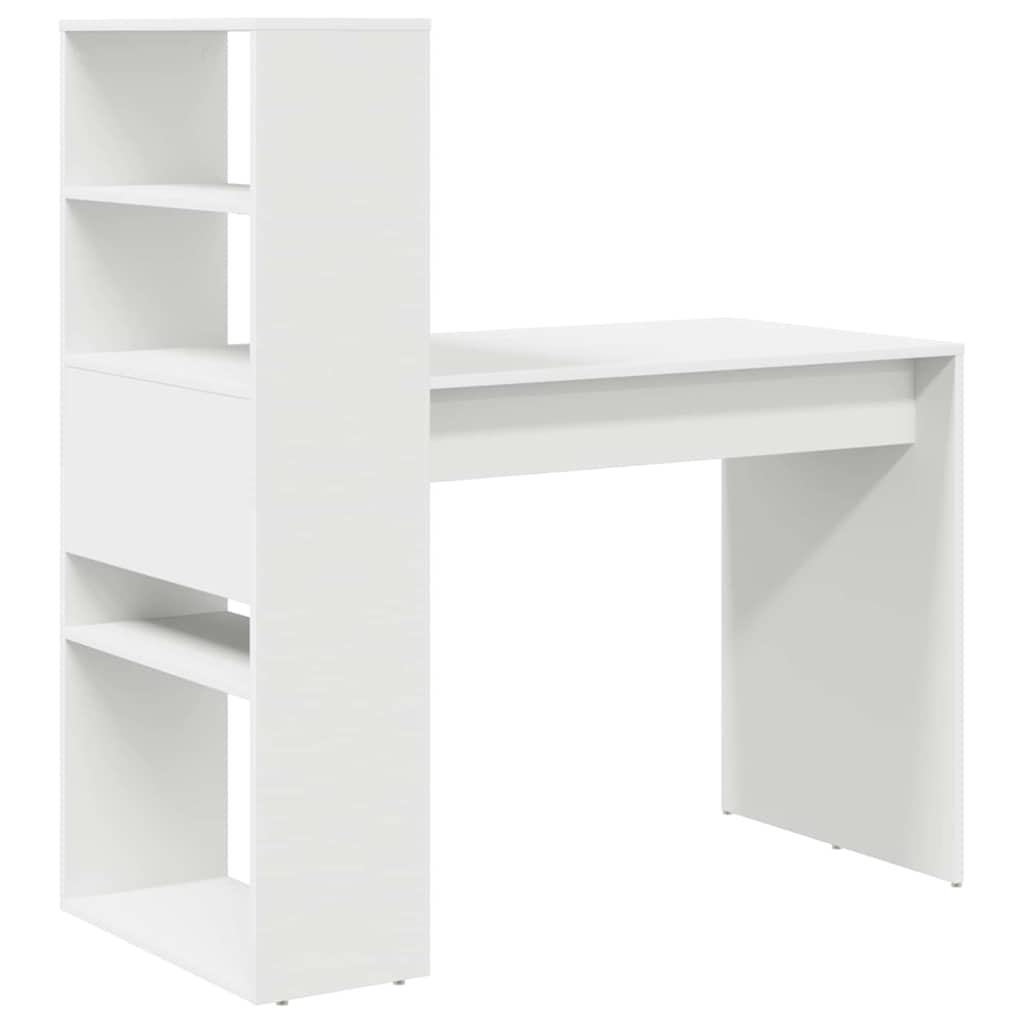 Desk White Engineered Wood 113 x 54 x 120 cm