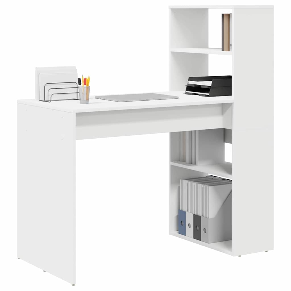 Desk White Engineered Wood 113 x 54 x 120 cm
