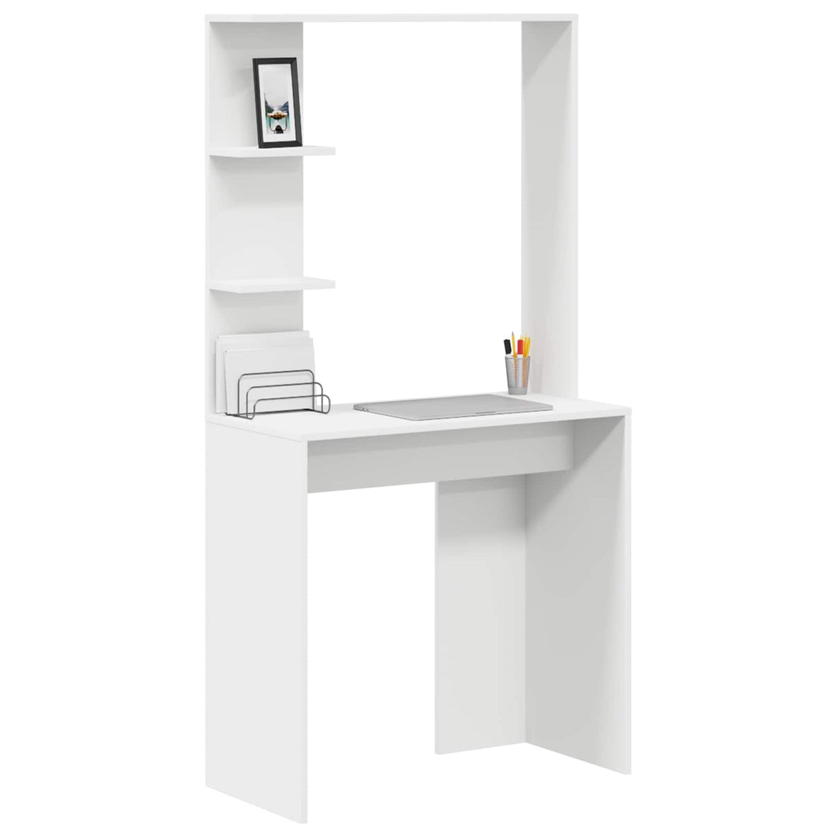 Desk with Shelf White 78,5 x 37 x 154,5 cm Engineered Wood