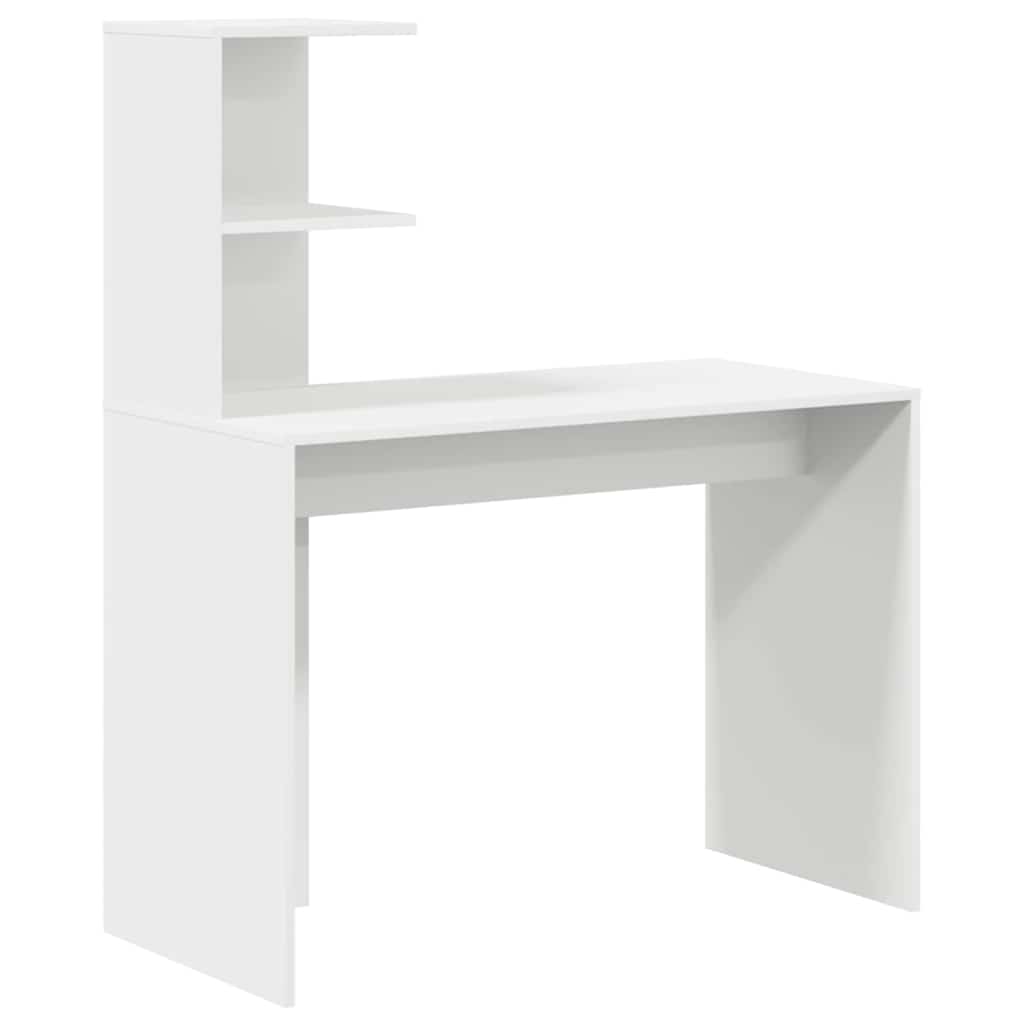 Desk with Shelf White 102 x 50 x 124 cm Engineered wood
