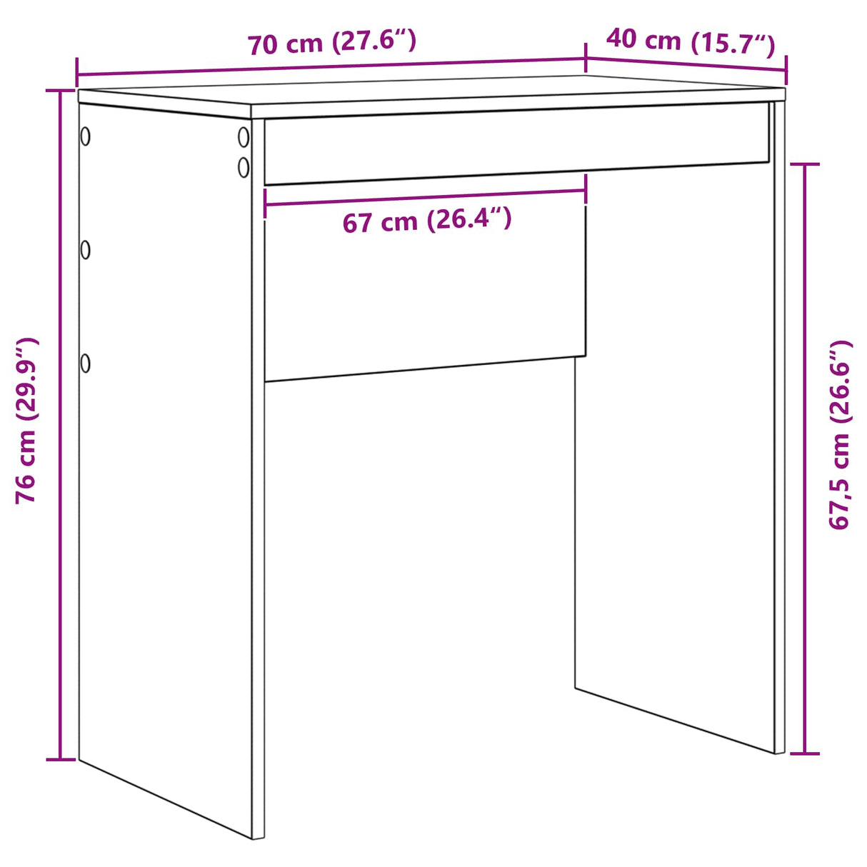 Desk White 70 x 40 x 76 cm