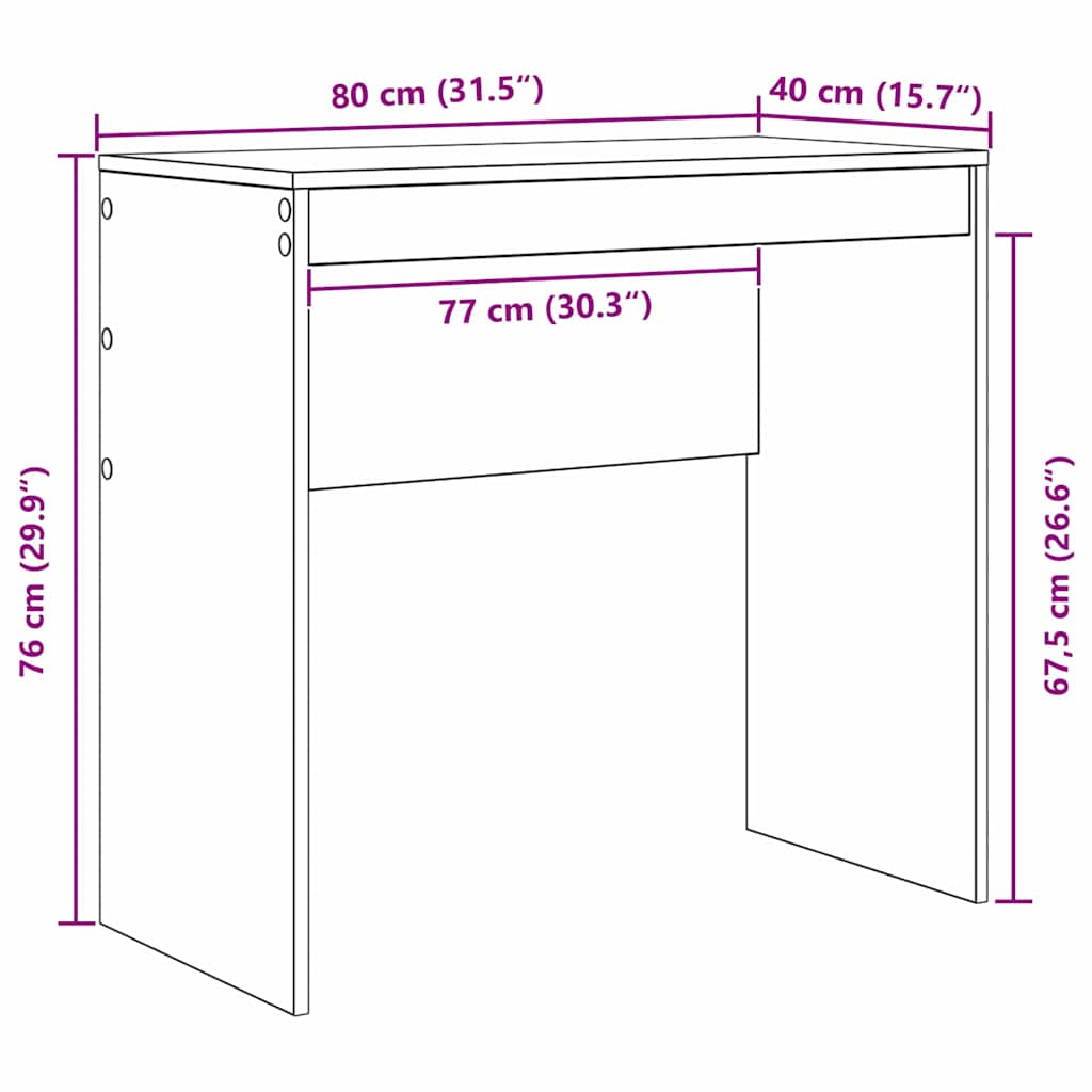 Desk Other White 80 x 40 x 76 cm Engineered wood