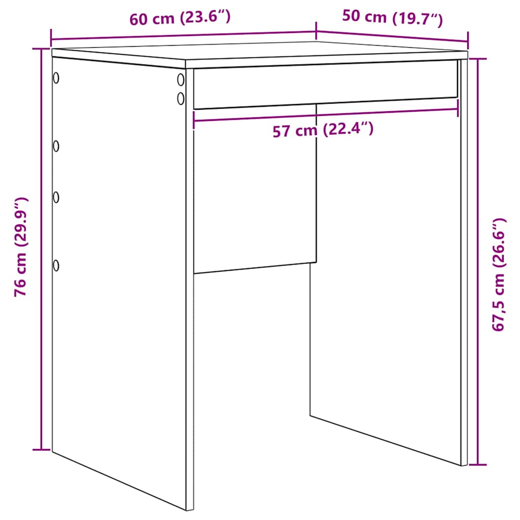 Desk Other White 60 x 50 x 76 cm Engineered wood